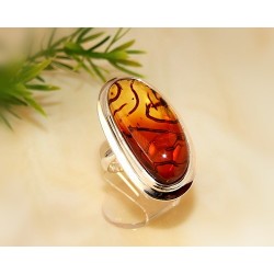 Bernstein Ring Silber 925 Bernsteinschmuck 19 mm CI56