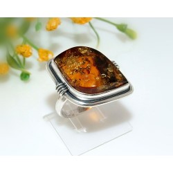 Bernstein Ring Silber 925 Bernsteinschmuck 20 mm CJ11