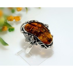 Bernstein Ring Silber 925 Bernsteinschmuck 21 mm CJ14