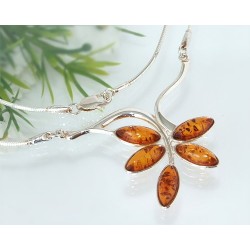 Bernstein Collier Silber 925 Halskette CH48