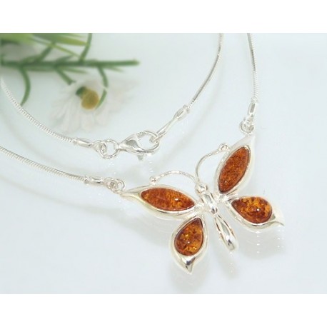 Bernsteinschmuck  Bernstein Collier Silber 925 CH49
