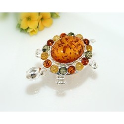 Bernstein Brosche Silber 925 Bernsteinschmuck BO92