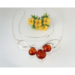 Bernsteinschmuck - Bernstein-Collier 42cm  Silber-925  (CH76)