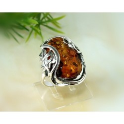 Bernsteinschmuck - Bernstein-Ring 19,5 mm  Silber-925  CD54