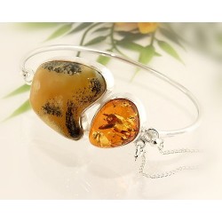 Bernsteinschmuck - Bernstein-Armreif 19 cm Silber-925  (CT37)