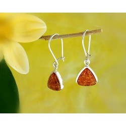 Bernstein Ohrhänger  cognac Sterlingsilber Silber 925 Bj57