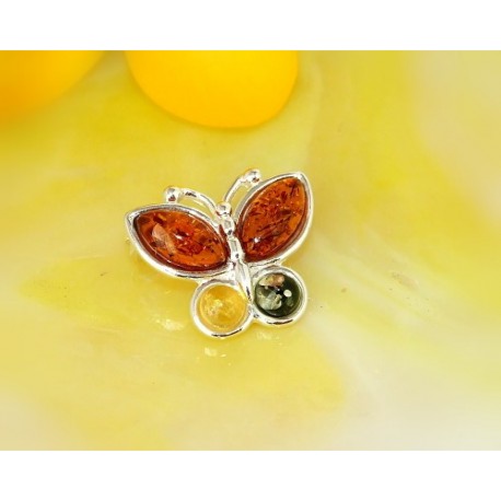 Bernstein Brosche Silber 925 Bernsteinschmuck CX01