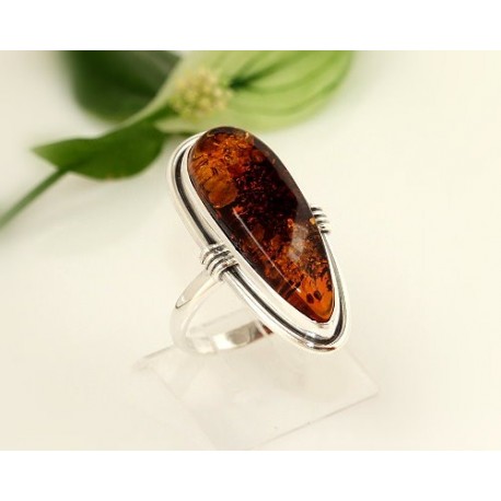 Bernsteinschmuck - Bernstein-Ring 21 mm  Silber-925  (CJ92)