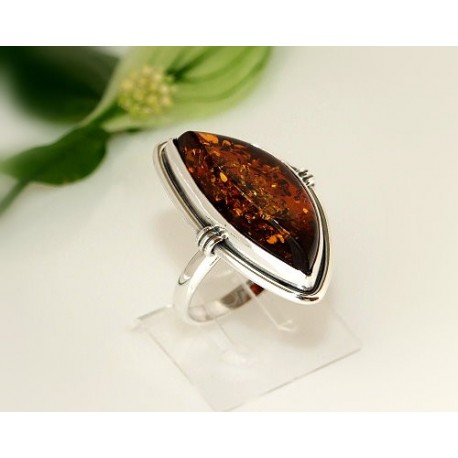 Bernstein Ring 20 mm  Silber 925 CK62