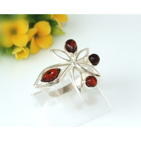 Bernsteinschmuck - Bernstein-Ring Silber-925  (CJ55)
