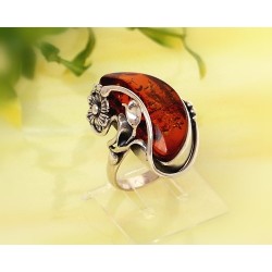Bernsteinschmuck - Bernstein-Ring 18,5 mm  Silber-925  (CZ03)
