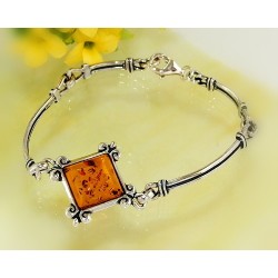 Bernstein Armband Silber 925 braun cognac Umfang 17 cm Sterlingsilber ct55