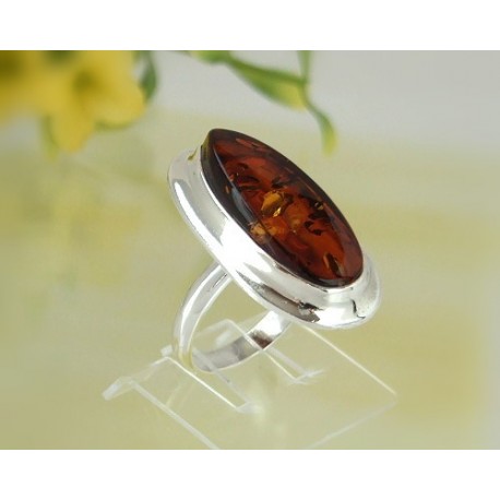 Bernsteinschmuck - Bernstein-Ring 16,5 mm  Silber-925  (CZ21)