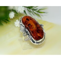 Bernstein Ring 20 mm Silber 925 CZ42