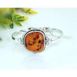 Bernsteinschmuck - Bernstein-Armreif 18 cm Silber-925  (CU17)