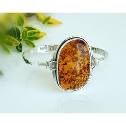 Bernsteinschmuck - Bernstein-Armreif 19 cm Silber-925  (CU21)