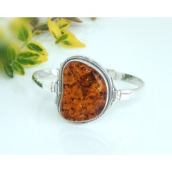 Bernsteinschmuck - Bernstein-Armreif 17 cm Silber-925  (CU32)