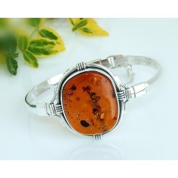 Bernsteinschmuck - Bernstein-Armreif 18 cm Silber-925  (CU38)