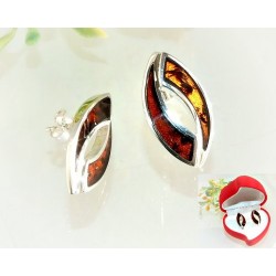 Bernstein Ohrstecker Silber 925 Ohrringe cognac Sterlingsilber ed47a