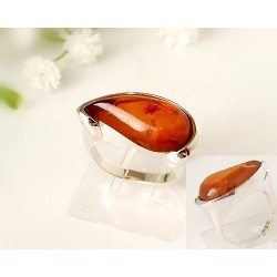 Bernsteinschmuck - Bernstein-Ring 17,5 mm  Silber-925  (CZ70)