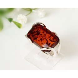 Bernsteinschmuck - Bernstein-Ring 18 mm  Silber-925  (CZ77)