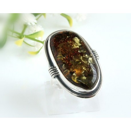 Bernsteinschmuck - Bernstein-Ring 19,5 mm  Silber-925  (HA69)