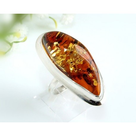 Bernsteinschmuck - Bernstein-Ring 19,5 mm  Silber-925  (HA76)