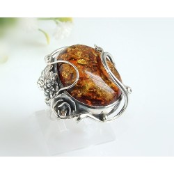 Bernsteinschmuck - Bernstein-Ring 19,5 mm  Silber-925  (HA84)