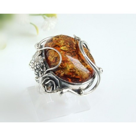 Bernsteinschmuck - Bernstein-Ring 19,5 mm  Silber-925  (HA84)