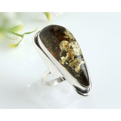 Bernsteinschmuck - Bernstein-Ring 19 mm  Silber-925  (HA63)
