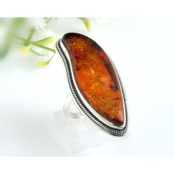 Bernsteinschmuck - Bernstein-Ring 19 mm  Silber-925  (HA70)