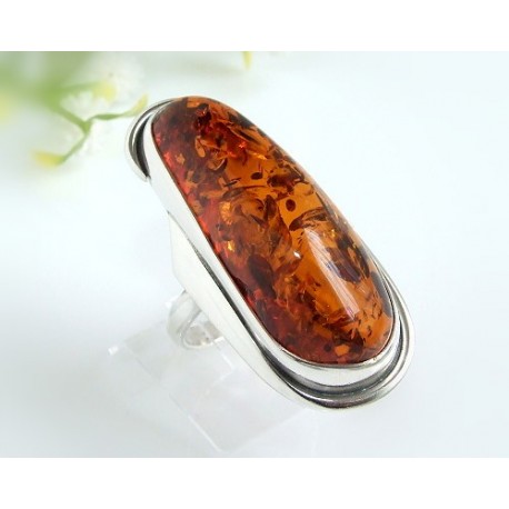 Bernsteinschmuck - Bernstein-Ring 18,5 mm  Silber-925  (HA88)