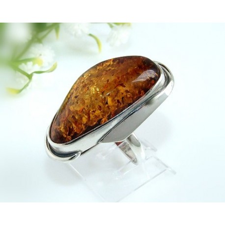 Bernsteinschmuck - Bernstein-Ring 18,5 mm  Silber-925  (HA94)