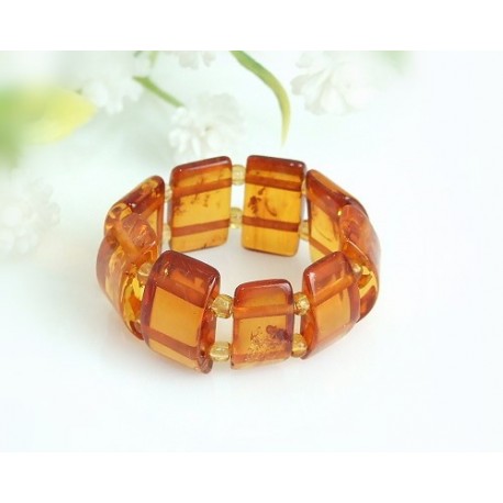 Bernstein Ring Gummizug Bernsteinschmuck CZ86