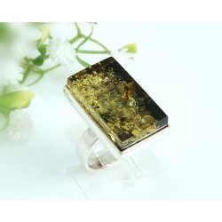Bernsteinschmuck - Bernstein-Ring 19 mm  Silber-925  (HA09)
