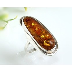 Bernsteinschmuck - Bernstein-Ring 18 mm  Silber-925  (HA56)