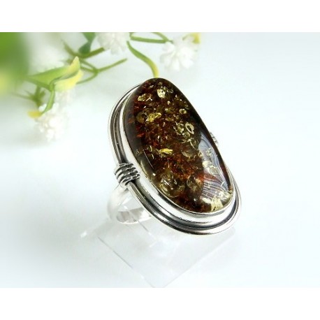 Bernsteinschmuck - Bernstein-Ring 20 mm  Silber-925  (HA35)