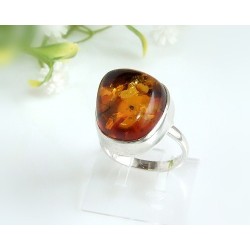 Bernsteinschmuck - Bernstein-Ring 18 mm  Silber-925  (HA40)