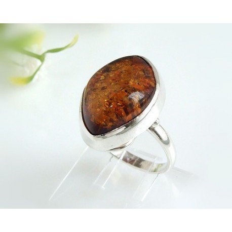 Bernsteinschmuck - Bernstein-Ring 18 mm  Silber-925  (HA58)