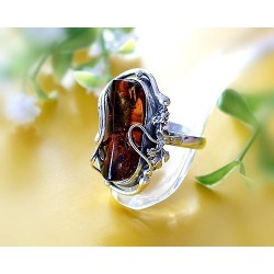 Bernsteinschmuck - Bernstein-Ring 19mm Silber-925 (BT88)