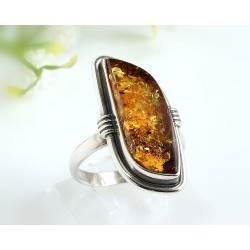 Bernsteinschmuck - Bernstein-Ring 20 mm  Silber-925  (HB07)