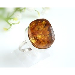 Bernsteinschmuck - Bernstein-Ring 19 mm  Silber-925  (HB16)