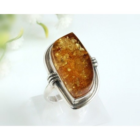Bernsteinschmuck - Bernstein-Ring 18 mm  Silber-925  (HB24)