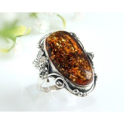 Bernsteinschmuck - Bernstein-Ring 18 mm  Silber-925  (HB31)