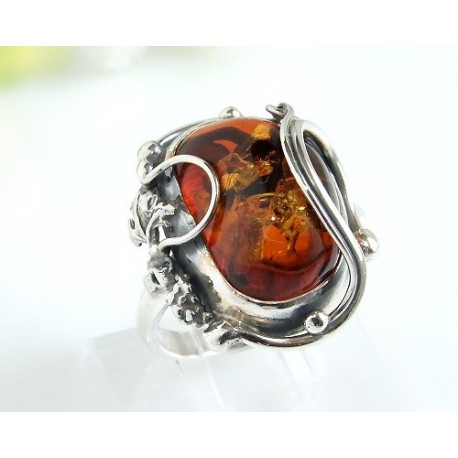 Bernsteinschmuck - Bernstein-Ring 17 mm  Silber-925  (HB35)