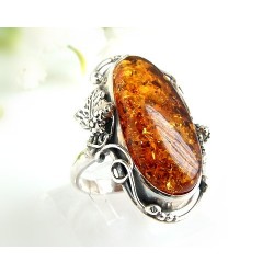 Bernsteinschmuck - Bernstein-Ring 17 mm  Silber-925  (HB55)