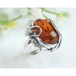 Bernstein Ring 18 mm Silber 925  HB77
