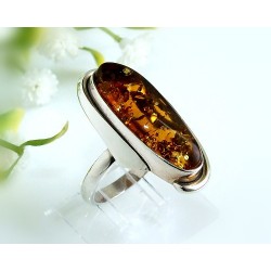 Bernsteinschmuck - Bernstein-Ring 17,5 mm  Silber-925  (HC10)