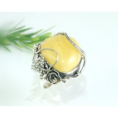 Bernsteinschmuck Bernstein Ring 18 mm  Silber 925 HC12