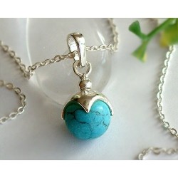 Türkis Anhänger Kugel Silber 925 GY37